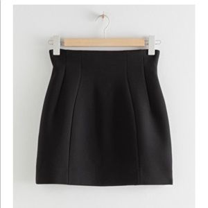 Black Structured High Waisted Mini Skirt
